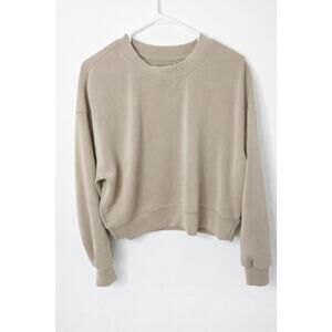 Lululemon Perfectly Oversized Cropped Sweatshirt Womens Size 4 Beige Softstreme